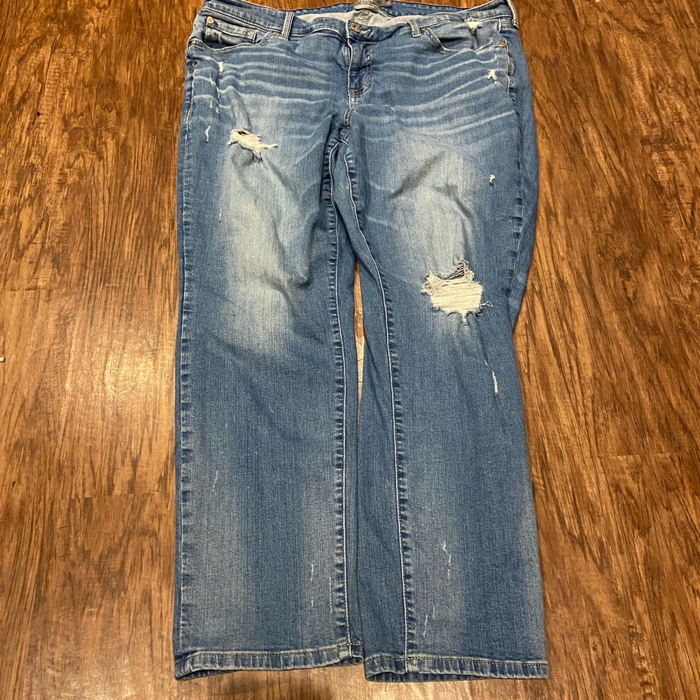 Torrid Boyfriend straight dark wash distressed jeans